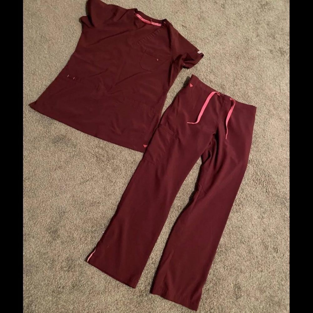 Med couture maroon scrub set